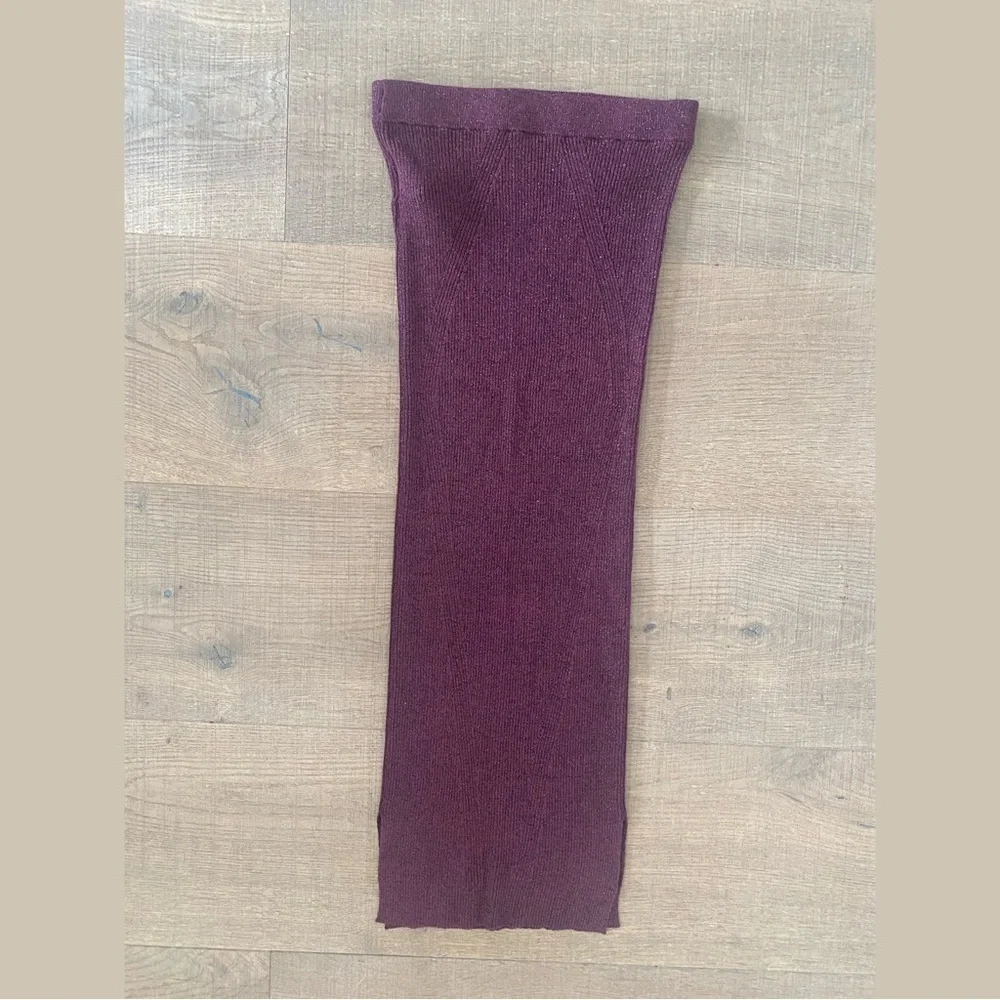 by malene birger limon metallic ribbed midi merlot skirt